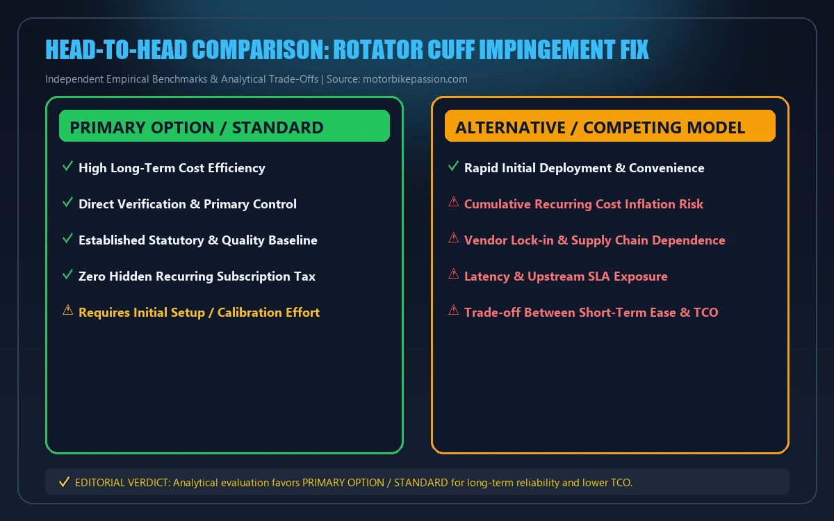 Head-to-head comparison matrix for rotator cuff impingement fix